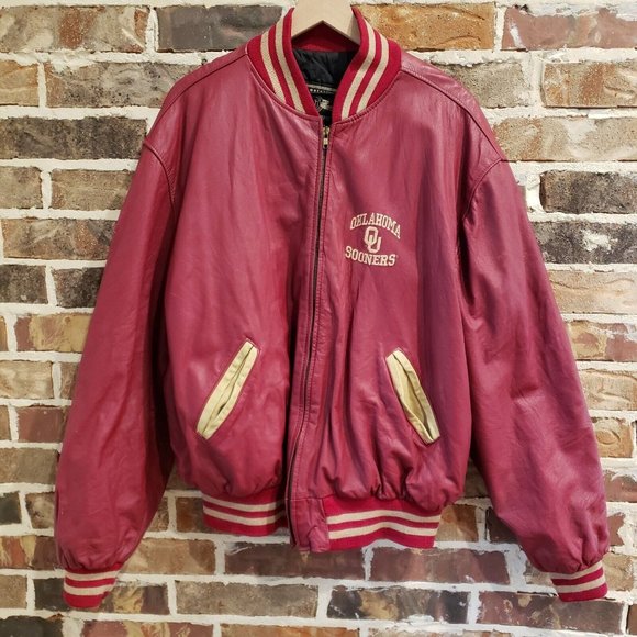 Vintage Holloway Oklahoma Sooners Varsity Leather Jacket Men Sz 2XL Made In USA - Picture 1 of 16